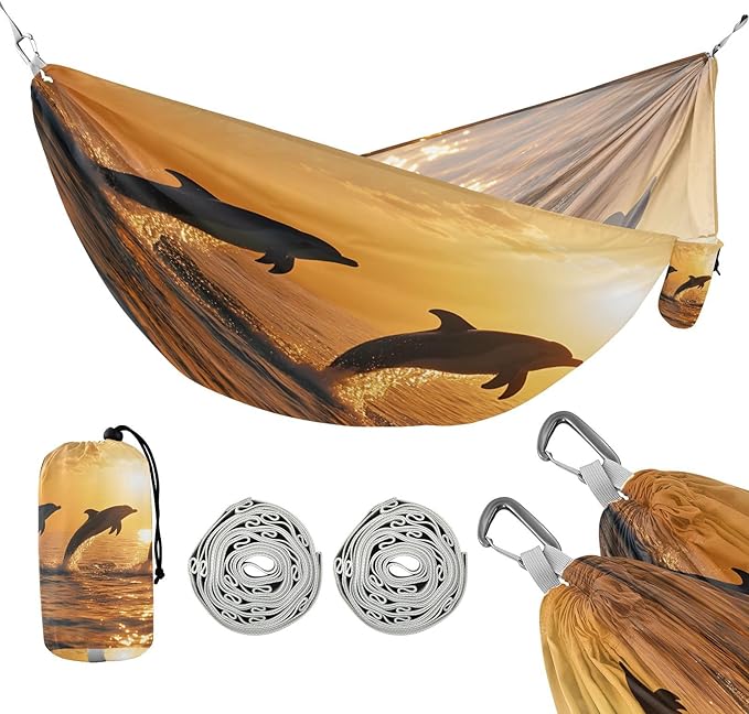 Hammocks for Outside Dolphin Camping Hammock Portable Hammocks with Tree Straps and Carry Bag Camping Accessories for Hiking Beach Outdoor