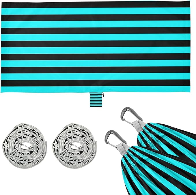 Blue-Black Line 330lb Capacity Hammocks with Portabl Carry Bag Fabric Hammock for Outside Patio Garden amacas para patios con Base de adultos