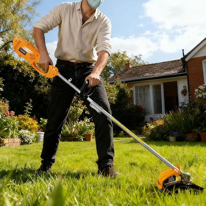 Hoteche 1000W Electric String Trimmer & Brush Cutter, 10500RPM with 350MM/230MM Cutting Diameter, Orange & Black, Color Box