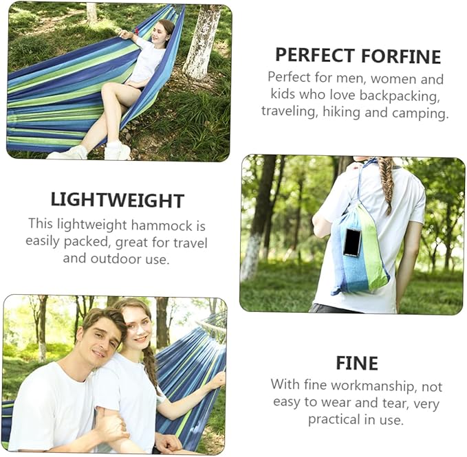 Toddmomy Thickened Canvas Double Hammock Portable Swing Hammock for Outdoor Easy to Assemble