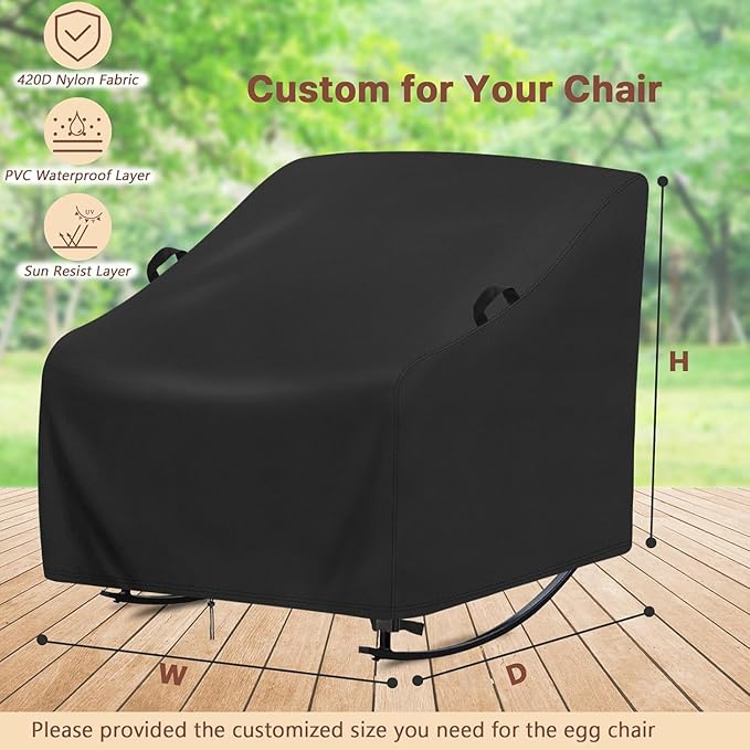 Cover for Rocking Chair,Covers Compatible with Porch Rocking Chairs,Patio Rocker Shield for Porch,Patio,Balcony(Custom Size,1-Pc)