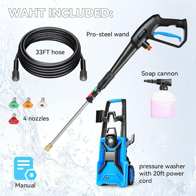 5000PSI Pres*Sure Cleaner,Po*wer Cleaner with Foam Cannon (Light Blue)