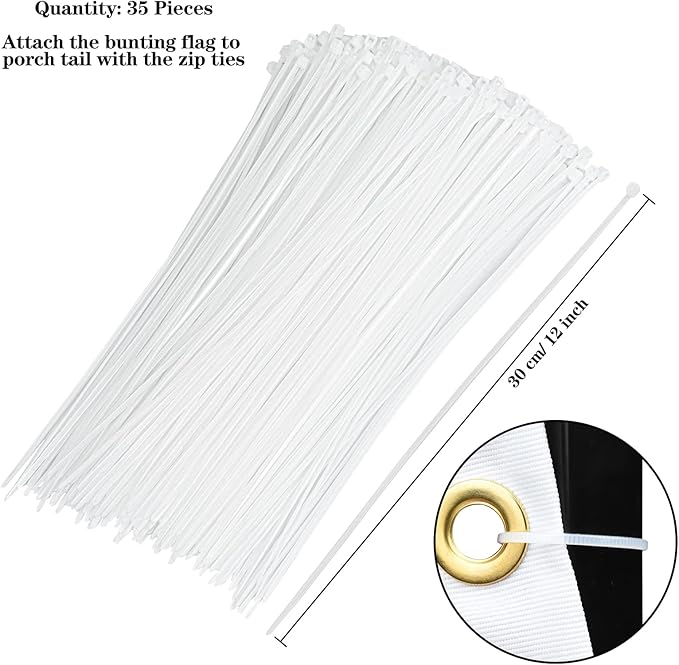 American Flag Bunting Patriotic Pleated Fan Flag USA Flags with Brass Grommets and Zip Ties for 4th of July Memorial Day Decoration Outdoor (8, 1.5x3 Feet)