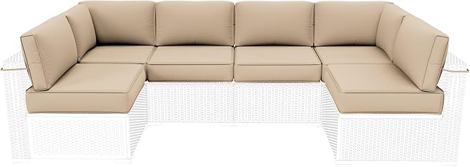 Outdoor Furniture Replacement Cushions, 5" Foam Foam High-Density, Fits 6-seat Sectional Rattan Conversation Set, 14 Piece Patio Water-Resistant Replacement Sofa Cushions, Liner&Cover