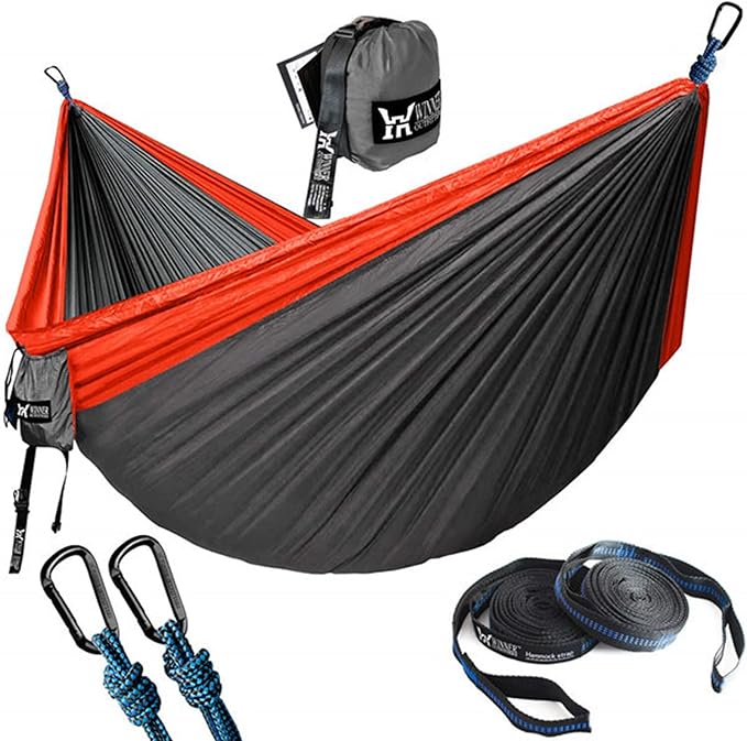 NOBRIM Hammock Camping Portable Hammocks Nylon Hammock with Tree Straps Two Carabiners Double Person Hammock Outdoor for Travel Patio