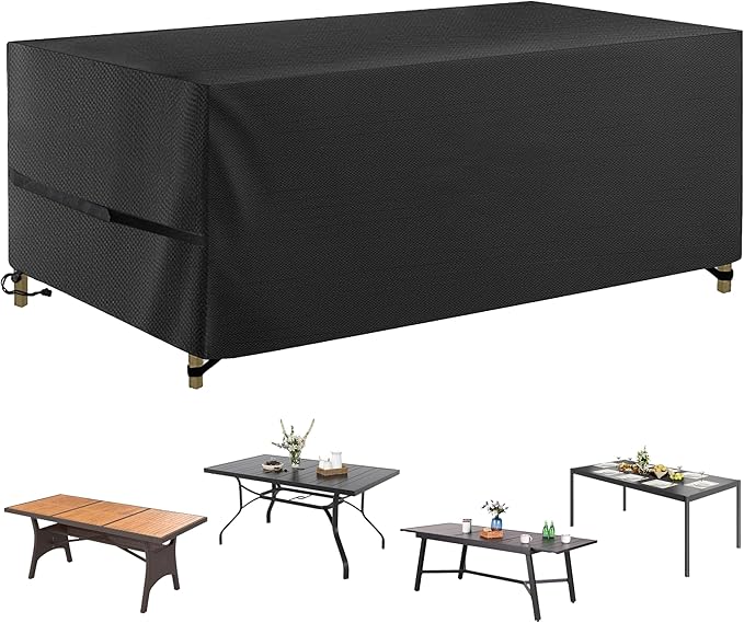 Patio Table Covers, Rectangular Outdoor Dining Table Cover, 600D Oxford Waterproof Coffee Table Covers, Dustproof Patio Furniture Cover All Weather Protection (Black, 60"L X38"W X28"H)