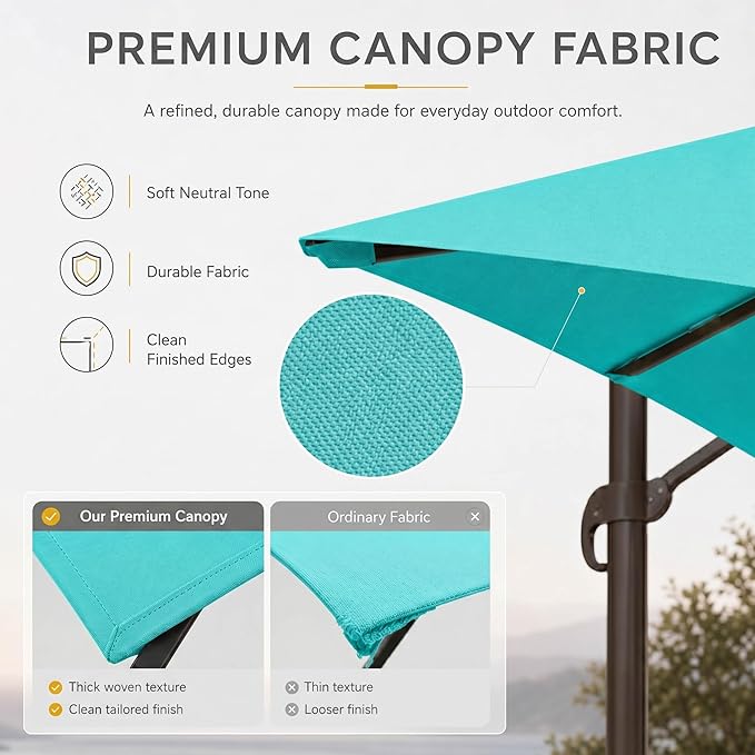 10FT Cantilever Patio Umbrella with Solar Lights, Large Outdoor 2 Tier Aluminum Offset Square Umbrellas 360 Degree Rotation for Garden Deck Pool