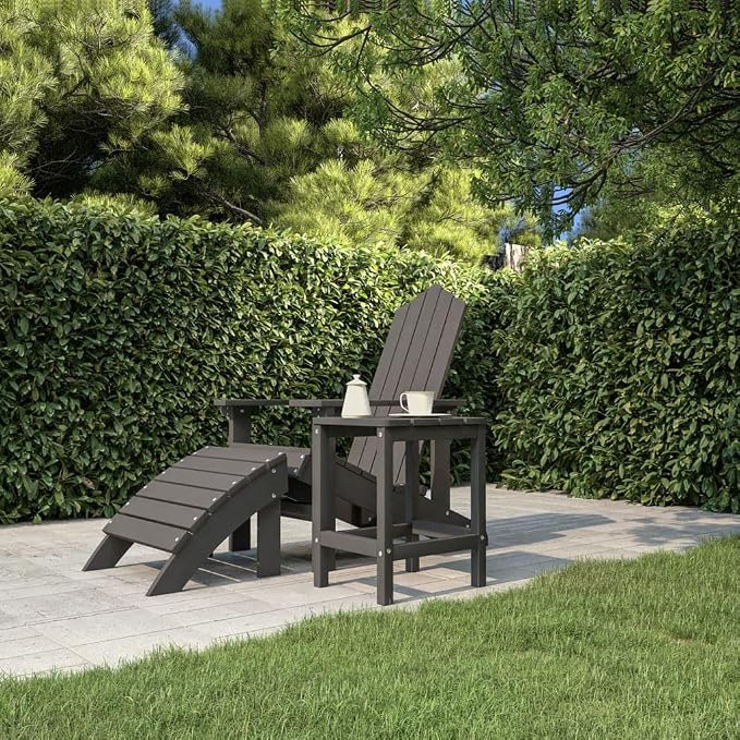Square Garden Adirondack Side Table, Modern Anthracite Outdoor Patio Table, Durable HDPE and Steel Construction, Compact End Table for Plants and Drinks, 15 x 15 x 18.1 Inches
