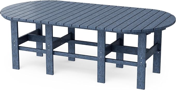 Wildridge Classic 7-Piece 44"x84" Dining Set, Patriot Blue - Outdoor Weather Resistant Recycled Plastic Furniture for Patio