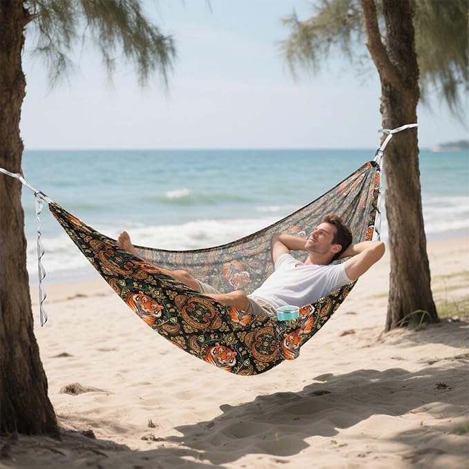 Ornate Animal Camping Hammocks with Hanging Rope Swing Hammock for Outside Beach Patio Garden