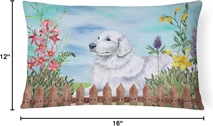 Caroline's Treasures CK1237PW1216 Maremma Sheepdog Spring Canvas Fabric Decorative Pillow Machine Washable, Indoor Outdoor Decorative Pillow for Couch, Bed or Patio, 12HX16W