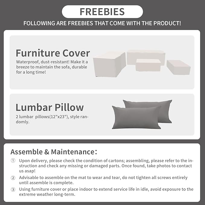 Rattaner Patio Wicker Furniture Set 6 Pieces Outdoor HDPE Wicker Conversation Couch Sectional Chair Sofa Set with Grey Cushions