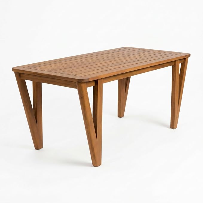 Christopher Knight Home Teany Patio Acacia Wood Dining Table, Indoor and Outdoor Dining Room Table for 6-8 Persons, Rectangular Dining Table for Backyard/Garden, Teak