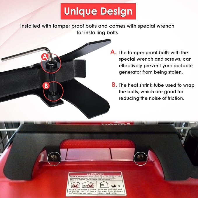 Yoursme Generator Theft Deterrent Security Bracket for Honda EU2200i, EU2000i, EU2000i Companion, EU2000i Camo Heavy-Duty Protection Bracket with Tamper-Proof Bolts, Replace for 63230-Z07-010AH