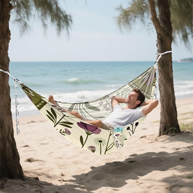 Botanical Frame Hammocks with Hanging Rope Tree Hammock for Outside Patio Backyard Poolside