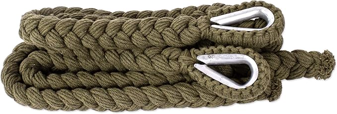 NOVICA Artisan Handmade Cotton Hammock Swing Tasseled Rope Mayan from Mexico Green Solid Tropical Decor 'Ocean Seat in Olive Green' (Single)