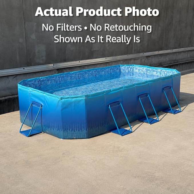 101" Foldable Pool for Kids & Adults,Blue | Non-Inflatable, Metal Frame, Thick PVC Collapsible, Swimming Pool for Kids Family Dogs,Outdoor Summer