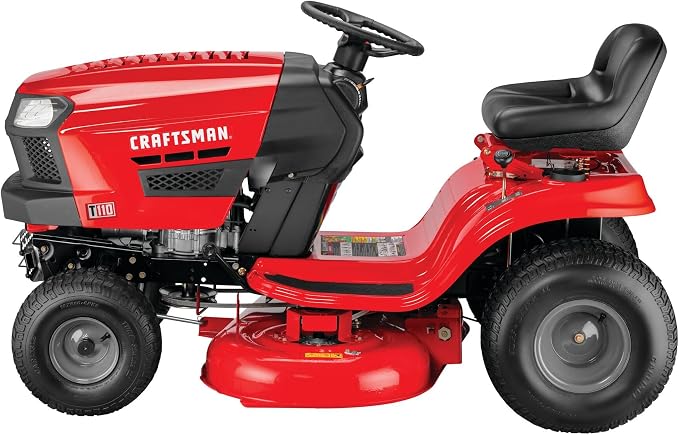 CRAFTSMAN 42" Gas Riding Lawn Mower with 17.5 HP* Briggs and Stratton Single-Cylinder Engine, Gas Lawn Tractor with 7-Speed Transmission, Red/Black (13AN77XSA93)