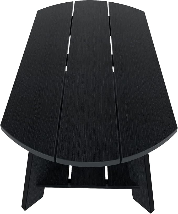 WestinTrends Tuscany Outdoor Coffee Table, All Weather HIPS 2 Tier Patio Adirondack Coffee Table, Black