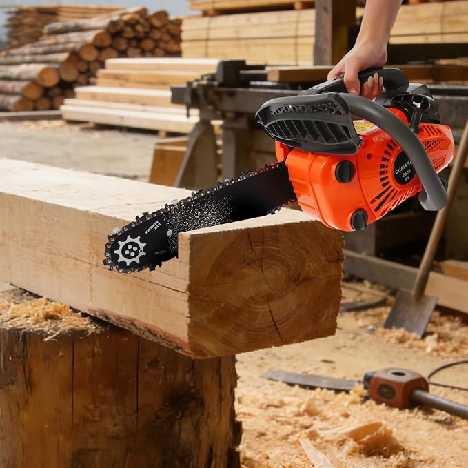12 Inch Top Handle Chainsaw, 25.4cc 2-Stroke Gas Powered Motorized Saw, Lightweight Arborist Chainsaw with Easy Start System for Tree Pruning, Limbing and Farm Garden Clearing