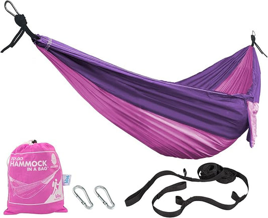 Bliss Hammocks 52" Wide Hammock in a Bag w/Carabiners and Tree Straps Indoor, Outdoor, Poolside, Patio, Backyard Breathable & Weather Resistant High Grade Nylon 300 Lbs Capacity