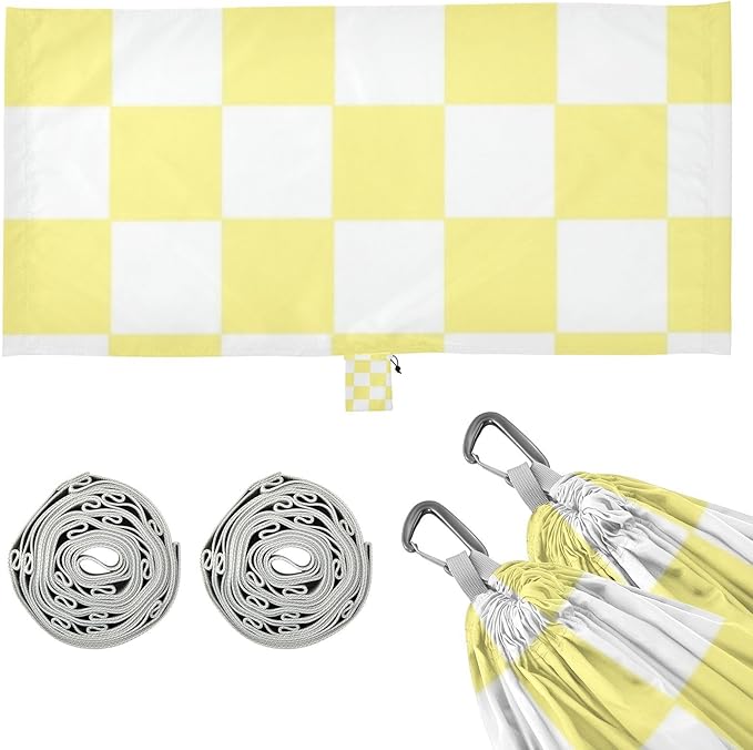 Yellow and White American Plaid 330lb Capacity Hammocks with Hanging Rope Rope Hammock for Outside Camping Essentials jamaca para Patio