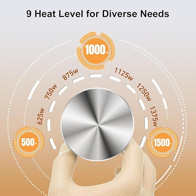 Outdoor Heater for Patio for porch garage indoor use, 9H Timer, 60° Oscillation & 9 Heat Level, Tip-Over/Overheating Protection, Safety Lock, Super Quiet, IPX5, White