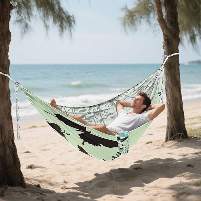 Hammocks for Outside Butterflies Wildflowers Camping Hammock Portable Hammocks with Tree Straps and Carry Bag Camping Accessories for Hiking Beach Outdoor