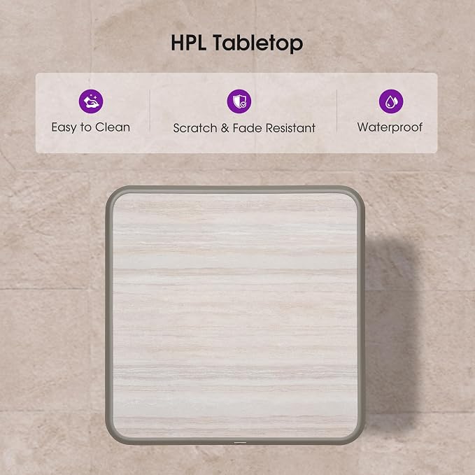 PURPLE LEAF Bar Height Table Patio Square Table Dining Coffee Kitchen Breakfast Bistro Outdoor Pub Bar Table for Garden Balcony, Light Grey