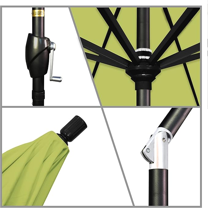 California Umbrella 9' Round Aluminum Market Umbrella, Crank Lift, Auto Tilt, Bronze Pole