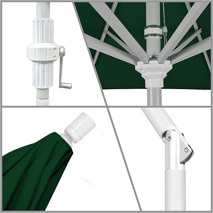 California Umbrella 7.5' Rd. Aluminum Patio Umbrella, Crank Lift, Collar Tilt, White