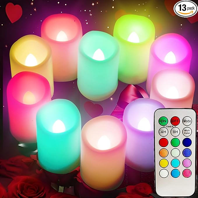 Multi Color Changing Votive Flameless Candles with Remote and Timer - Battery Operated Led Tea Light Candles，Set of 10 Colored Flickering Candles for Birthday, Wedding, Anniversary Easter Party Décor.