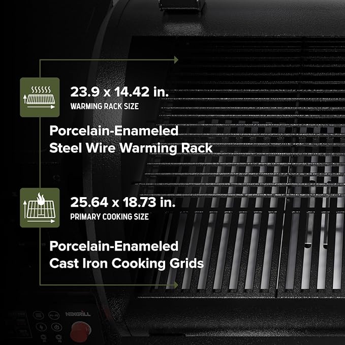 Oakford 875 Pro Pellet Gril with 824 SQ In Cooking Area, Cast Iron Grates, I-Site View Indicator, Heavy Duty Pellet Smoker Grill with Bluetooth Connectivity - 910-0512