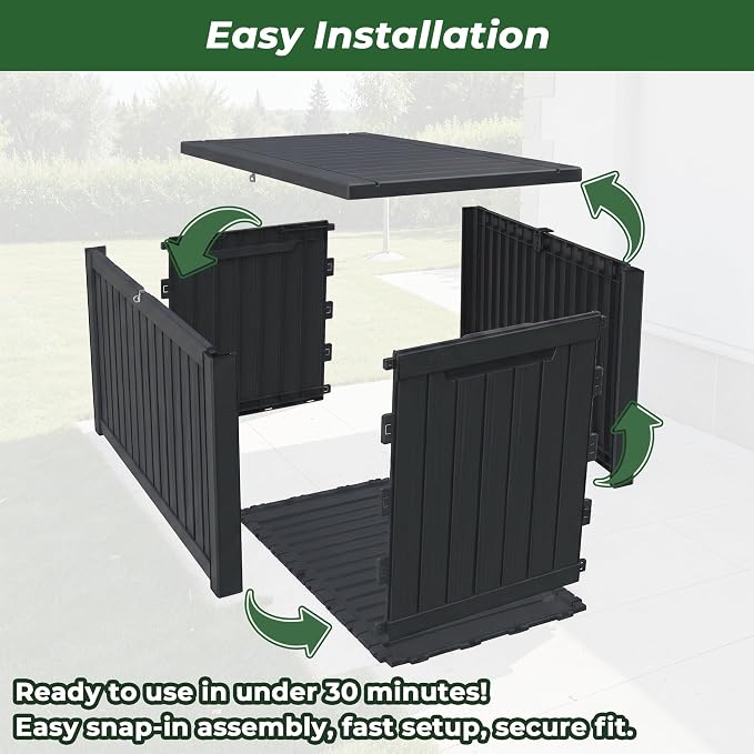 200 Gallon Deck Box, Lockable Waterproof Storage Box, Outdoor Storage Bin for Package Delivery, Patio Cushions, Gardening Tools，Pool Accessories and Sports Equipment (Black,200 Gallon)