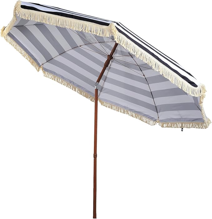 Hula Thatched Tiki Umbrella Tropical Palapa Raffia Tiki Hut Hawaiian Patio Umbrella with Fringe Boho Parasol 6' 8' & 9' Options