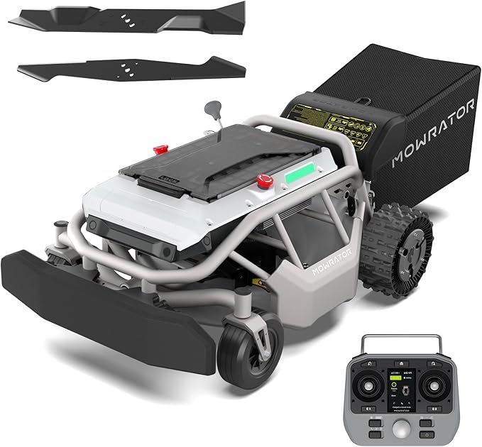Mowrator S1 2WD 56V 12Ah Remote Control Lawn Mower, 45% (24°) Slope, Upgraded with Deformable Tires & Metal Hubcaps, 21" Steel Blade, 1.8–4.6" Height, Covers up to 0.75 Acre, Mulching Blade Included