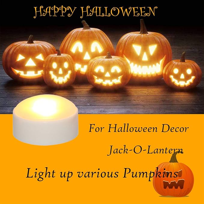 3 PCS Halloween Pumpkin Lights with Remote and Timer Battery Operated LED Decorative Bright Flickering Flameless Candle Set Bulk for Jack-O-Lantern Décor Party Home Christmas Decorations, White Color