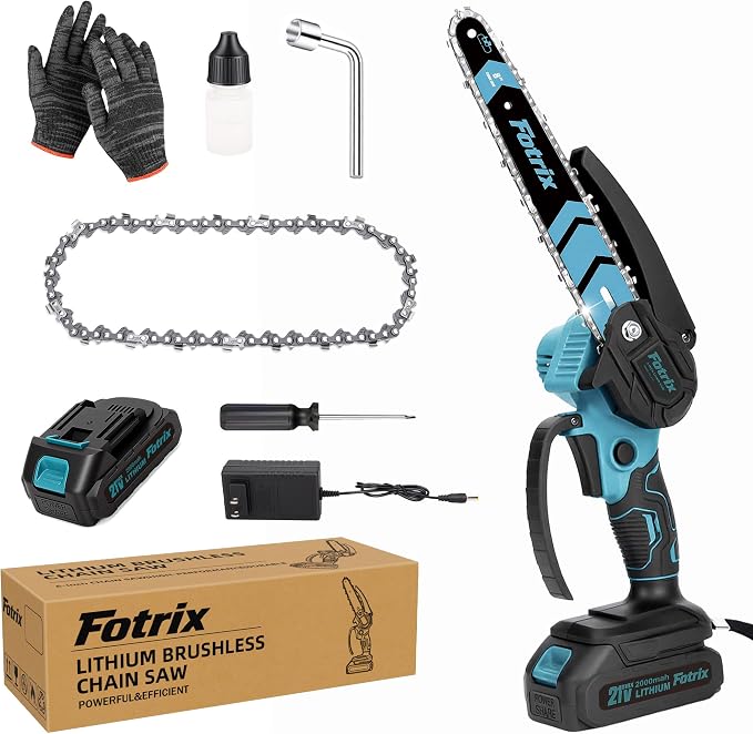 Mini Chainsaw, 8-inch Mini Chainsaw Cordless, Handheld Electric Power Chain Saw with 1 Batteries, for Tree Trimming Wood Cutting, Best Gifts for Father, Dad, Husband, Men