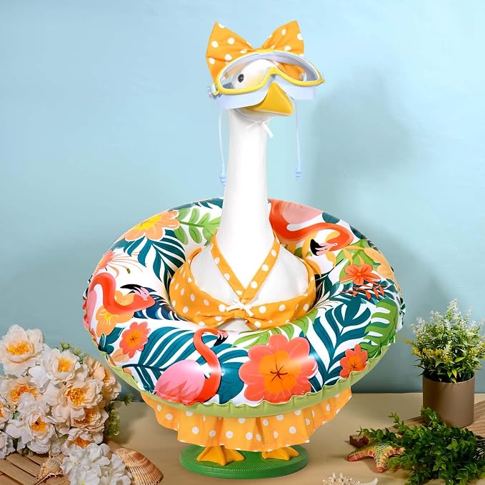 JcHrmers Diving Porch Goose Outfits Swimming Goose Outfits Bikini Lawn Porch Goose Clothes Fits 23" Cement Plastic Goose Statue for Summer Outdoor Garden Yard Patio Decoration