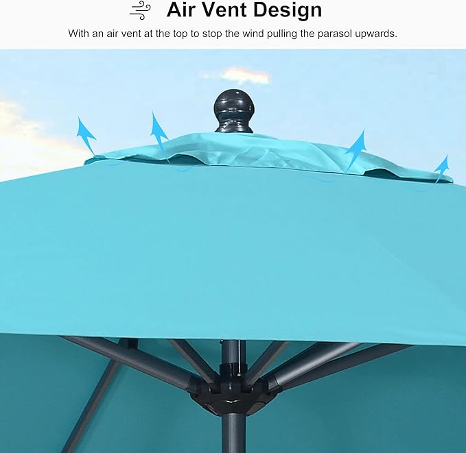 PURPLE LEAF 11.5' x 8' Patio Market Umbrella Outdoor Table Sun Umbrellas with Crank 8 Aluminum Sturdy Ribs for Pool Deck Backyard Beach Turquoise Blue