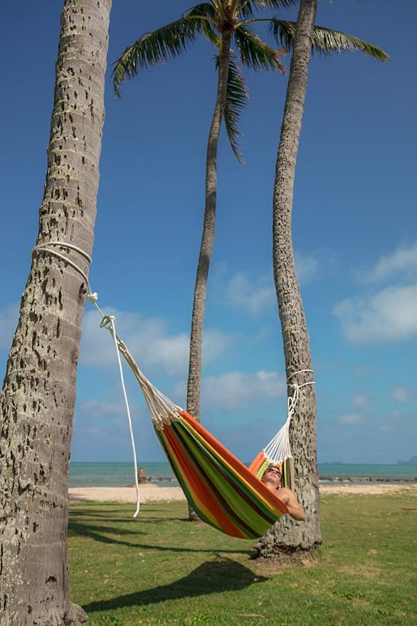 BYER OF MAINE Paradiso Hammock, Authentic Brazilian, Esmeralda, Recycled Cotton/Polyester Blend, Double, 142" L x 68" W, Holds up to 400lbs