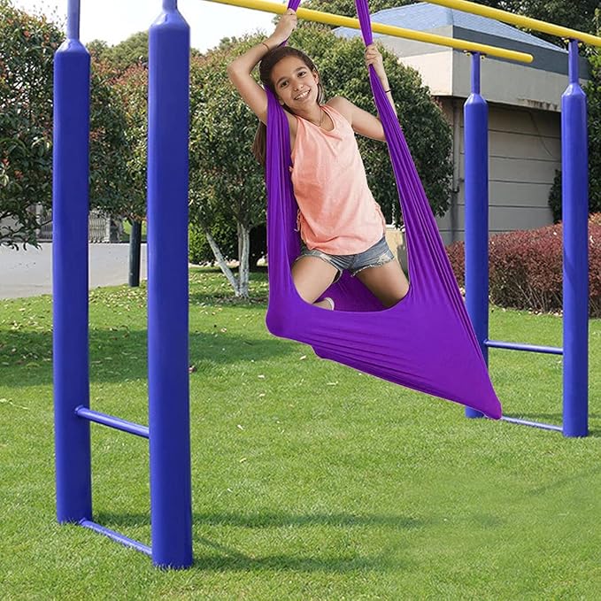 Sensory Swing for Adults Kids Indoor Therapy Swing Outdoor Calming Cuddle Snuggle Hammock Adjustable Durable Fabric Compression Swing for Autism ADHD Aspergers
