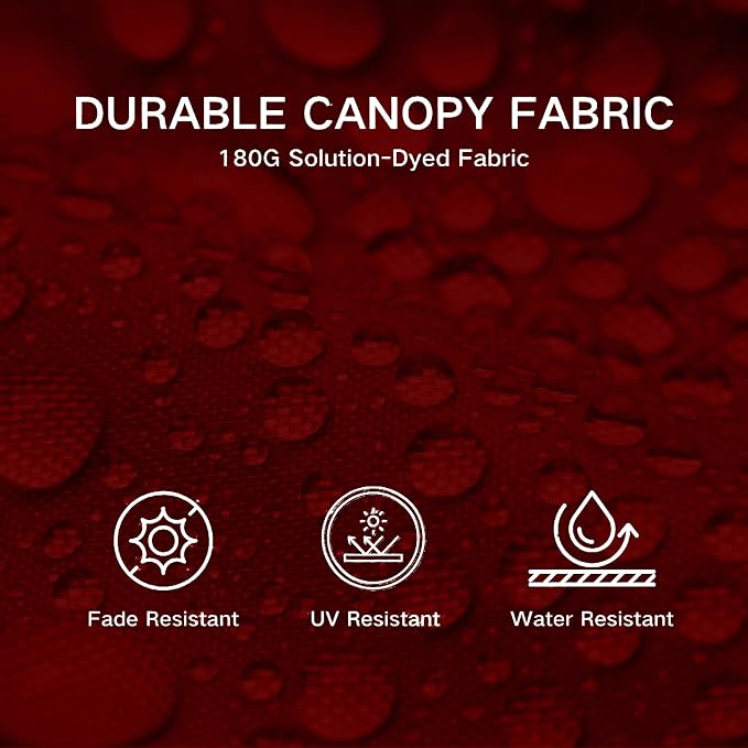Kingdura 9ft 3-Tier Patio Umbrella with Solar Lights, Table Umbrella Outdoor Patio with Easy Crank & Tilt, 8 Sturdy Ribs, UV Protection, 32 LED Lights for Deck, Poolside, Market (Dark red)
