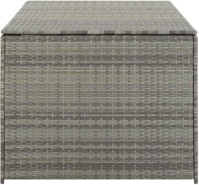 Gecheer Outdoor Storage Box, Large Grey PE Rattan Powder-Coated Steel Deck Box for Patio, Balcony, and Garden
