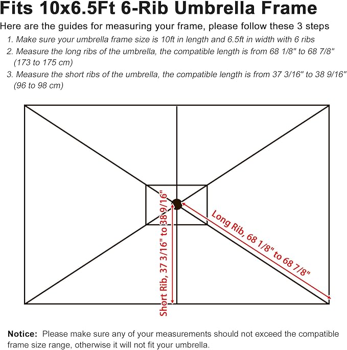 Yescom Patio Umbrella Replacement Outdoor Canopy Beach Backyard Market Table Top Cover