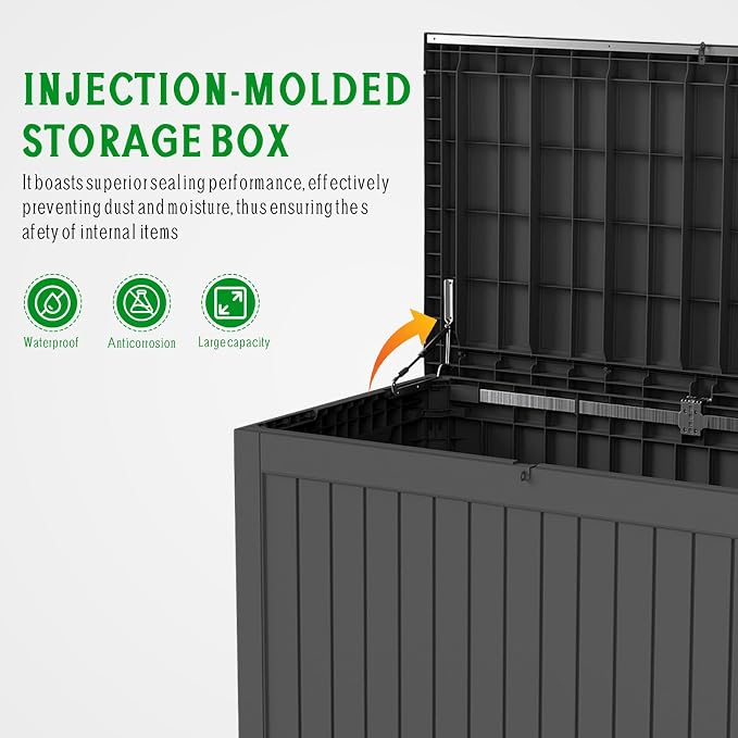 FEFLO 230 Gallon Outdoor Storage Box, Waterproof & Dustproof Resin Deck Box | with UV-Resistant & Lockable Lid, Heavy-Duty Weatherproof Outside Storage Box for Garden Tools, Pool Accessories, Toy