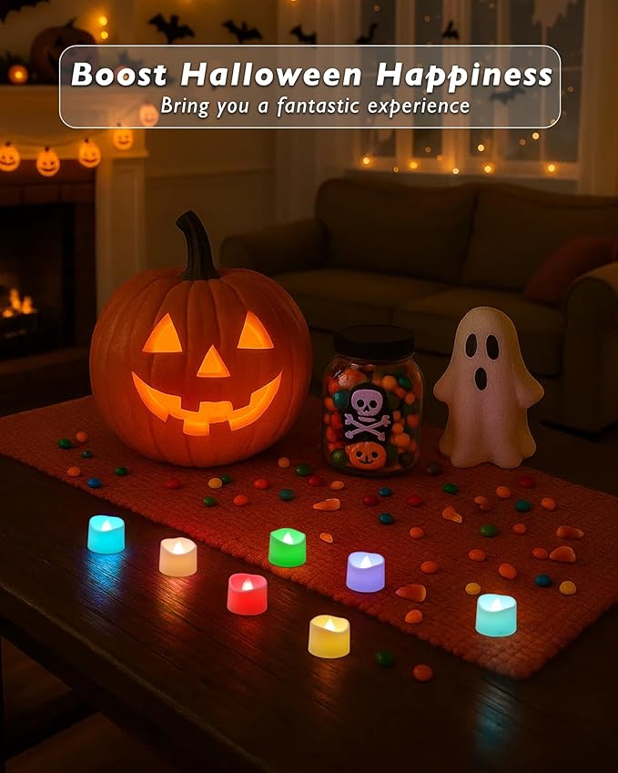 Raycare 7-Color Changing Battery Operated Tea Lights, 200+Hour Electric Flameless Candles, Realistic Votive LED Tea Lights for Wedding Party Halloween Thanksgiving Christmas Decorations Pack of 12