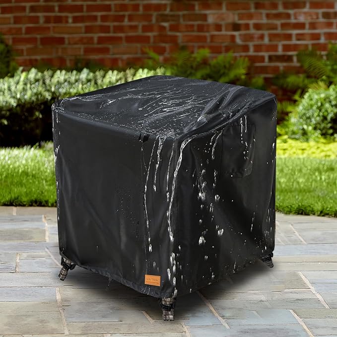 Patio Wicker Side Table Cover, Suitable for 3-Piece Outdoor Wicker Patio Bistro Set Side Table, Waterproof Square Patio Small Side Table Cover 22 W x 22 D x 18 H inches Black