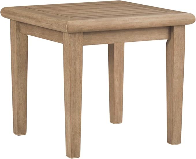 Signature Design by Ashley Gerianne Outdoor Eucalyptus Wood Rectangular Coffee Table, Beige - 50 x 26 x 19 inches, Weather Resistant