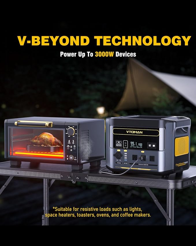 VTOMAN FlashSpeed 1500 Portable Power Station with 2x200W Pro Solar Panel, 1548Wh LiFePO4 Solar Generator, 1 Hour Fast Charge, 1500W AC Output for Off-Grid, Camping, RV, Home Backup,Emergencies